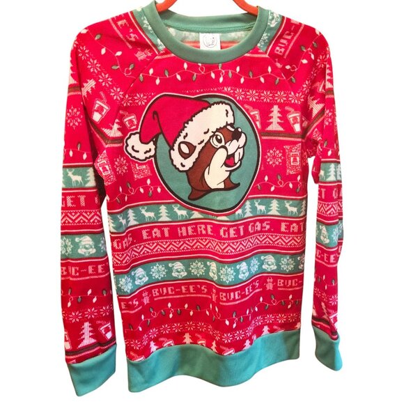 Buc-ee's Ugly Christmas Sweater Red, Green, White Fleece-Lined Women's Sz. Small - Picture 4 of 10